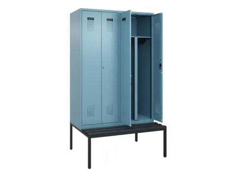 PBM-locker met bank,HxBxD 2120x1200x815mm,4vak,vak B 300mm