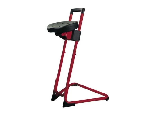 Siège assis-debout 600-850mm Assise PU Noir Piètement Rouge
