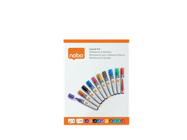 Marqueur tableau blanc Nobo Liquid Ink ogive 3mm assorti 10 pièces