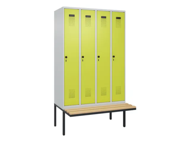 locker met bank,voor scheiding van kleding,HxBxD 2120x1200x815mm,4vak