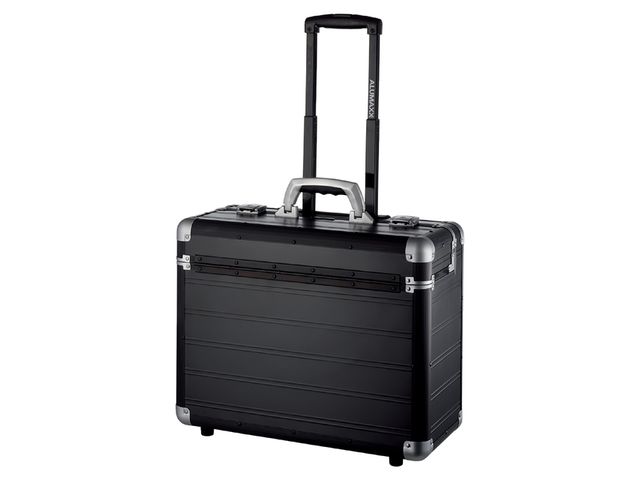Alassio ROCCA II Valise Trolley Pilote - Microfibre Noire, 46 Cm, 3,7 Kg | Compartiment PC 17 Pouces, Serrures à Code, Cabine