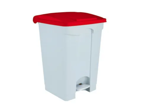 Contitop,afvalbak met pedaal 70L wit/rood/VE:3