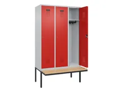 locker met bank,HxBxD 2120x1200x815mm,3vak,vak B 400mm,cilinderslot