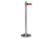 Afzetpaal Securit RVS met rolband 210cm rood