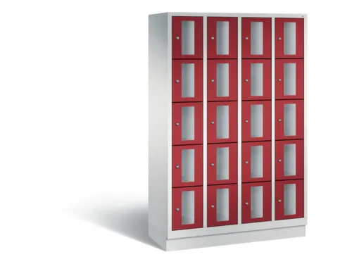 Lockerkast 1800x1190x500mm 4x5 vakken Cilinderslot, Sokkel, RAL3003