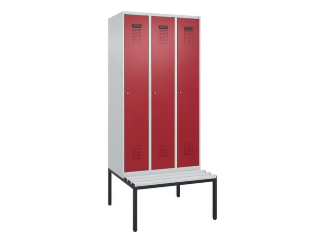 locker met bank,voor scheiding van kleding,HxBxD 2120x900x815mm,3vak