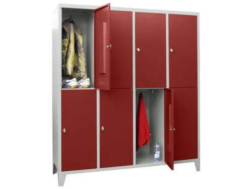 lockerkast,HxBxD 1850x1600x500mm,4x2vakken,RAL7035,front RAL3000