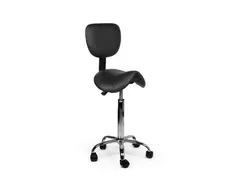 Zadelkruk Office rugleuning medium harde wielen zwart