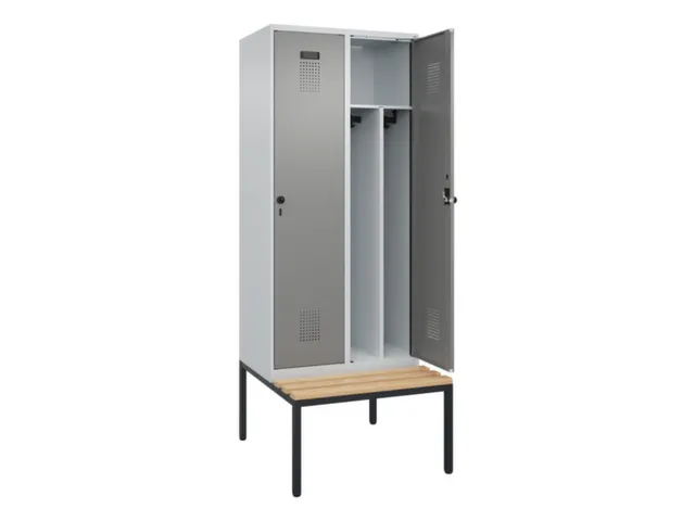 locker met bank,voor scheiding van kleding,HxBxD 2120x800x815mm,2vak