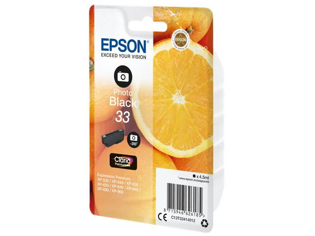 Singlepack Photo Black 33 Claria Premium Ink
