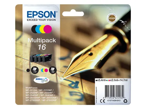 Epson 16 T1626 Inktcartridges Zwart + 3 Kleuren