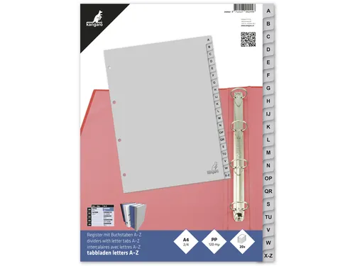 Tabblad Kangaro G420AZ A4 4-Gaats A-z Pp 20-Delig Grijs