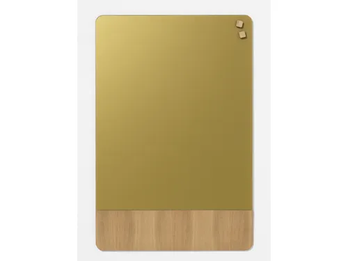 Glasmagneetbord Naga 60x80cm goud/eiken afgeronde hoeken