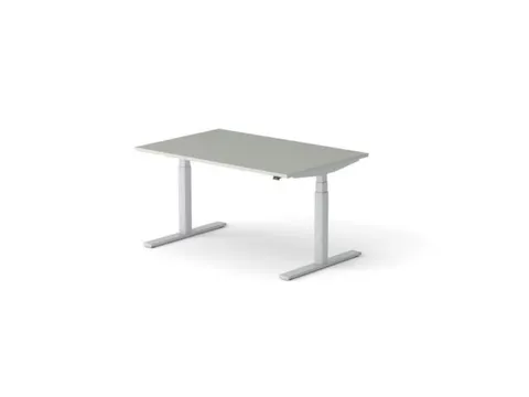 Elektrisch ihv bureau HxBxD 640-1300x1400x900mm blad grijs, voet alu