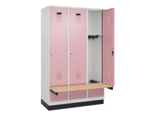 locker met bank,HxBxD 1950x1200x815mm,3vak,vak B 400mm,cilinderslot - 1