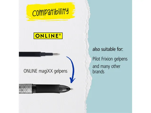 Gelschrijvervulling Online Magixx medium turquoise blister à 3 stuks