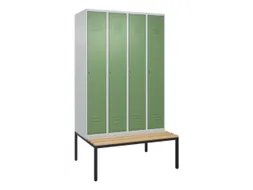 locker met bank,HxBxD 2120x1200x815mm,4vak,vak B 300mm,cil.-slot