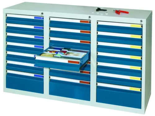 ladekast HxBxD 900x1500x500mm 21laden vergrendeling RAL7035 RAL5010