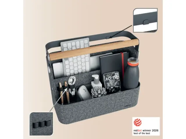 Leitz hangende draagbare bureau organizer met handvat donkergrijs