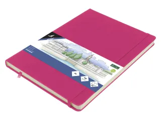 Schetsboek Kangaro A4 hot pink PU HC 80 vel 140gr roomwit met elastiek - 2