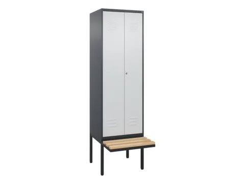 PBM-locker met bank,HxBxD 2120x600x815mm,2vak,vak B 300mm,cil.-slot