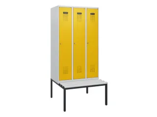 locker met bank,HxBxD 1950x900x815mm,3vak,vak B 300mm,cilinderslot - 2