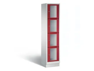 Lockerkast 1800x420x500mm 1x4 vakken Cilinderslot, Sokkel, RAL3003 - 2