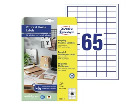 Etiket Avery Zweckform LR3666-10 38x21.2mm recycled wit 650 stuks