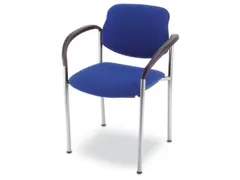 Bezoekersstoel,4Voeten Ronde Buis Verchroomd,M. Armleuningen