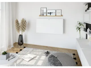 wandbureau,in-/uitklapbaar,HxBxD 650x1200x260mm,blad wit,romp wit - 7