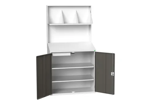 lessenaarkast achterwand 2000x1050x550mm 2 legbord/1lade/plank RAL7016