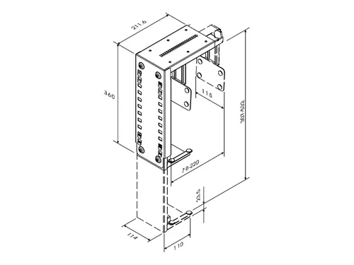 CPU Houder CPU-D100 tot 30kg max. 22x53cm Zwart