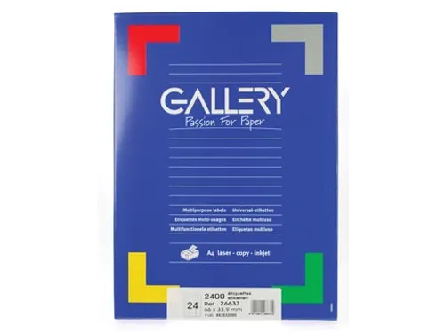 Gallery Witte Etiketten 66x33.9mm Ronde Hoeken