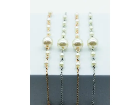 Brillenketting I Need You assorti parels met goud en zilver 4 stuks