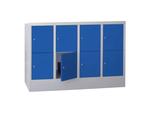 lockerkast,HxBxD 855x1200x500mm,4x2vakken,RAL7035,front RAL5010