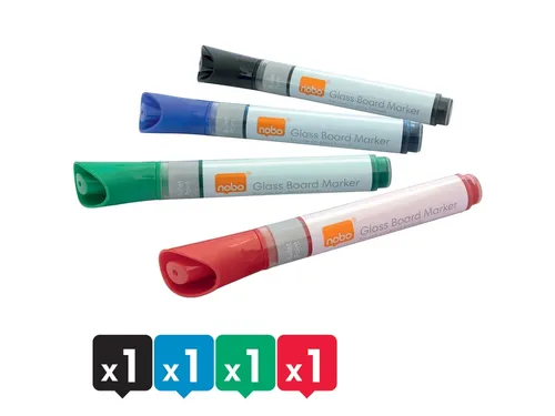 Viltstift Nobo glasbord assorti 4 stuks
