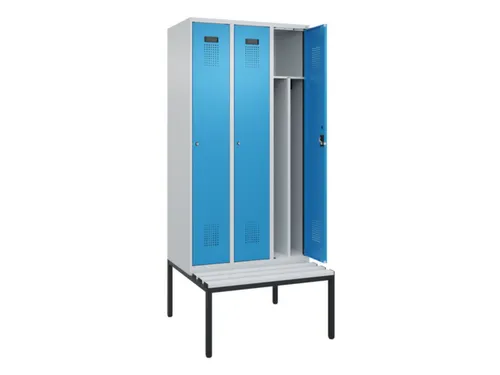 locker met bank,voor scheiding van kleding,HxBxD 2120x900x815mm,3vak