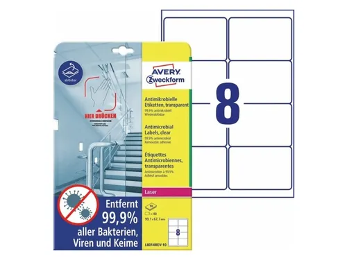 Antimicrobiële etiketten afneembaar transparant 99.1x67.7mm