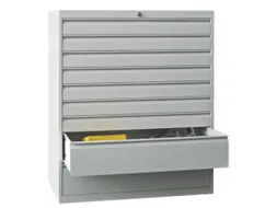 ladekast 1200x1023x600mm 9laden cilinderslot RAL7035 front RAL7035