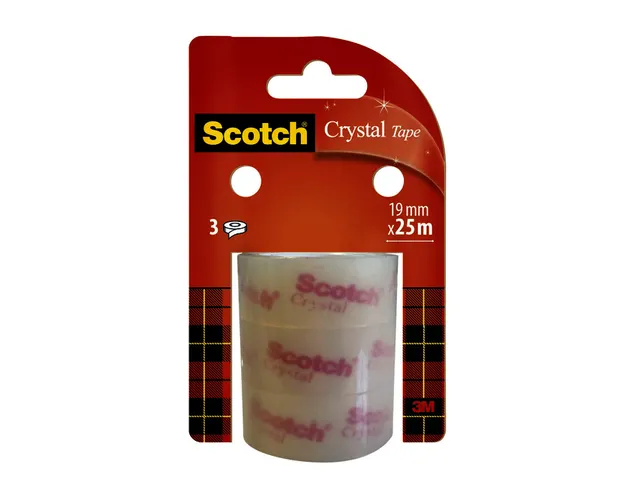 Plakband Scotch Crystal 19mmx25m transparant helder 3 rollen