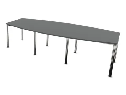 vergadertafel,HxBxD 740x2800x1200mm,vatvormig,MS-donkergrijs