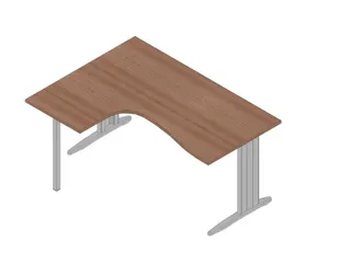 hoek-bureau,HxBxD 730x1600x1200mm,blad canaletto-hout,verdieping links - 1