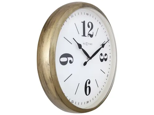 Landelijke wandklok - 39cm - Stille klok - Wit/ Goud- NeXtime "Classic