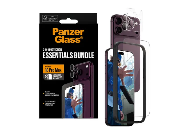 PanzerGlass 2-in-1 Essentials Bundle iPhone 18 Pro Max, Apple - iPh