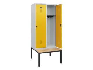locker met bank,HxBxD 1950x800x815mm,2vak,vak B 400mm,draaigrendel - 1
