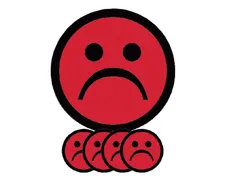 Magneet smiley 50mm emotie bedroefd rood 5 stuks