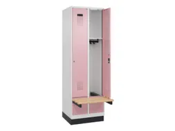 locker met bank,HxBxD 1950x600x815mm,2vak,vak B 300mm,cilinderslot