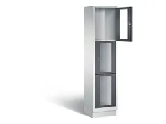 Lockerkast 1800x420x500mm 1x3 vakken Cilinderslot, Sokkel, RAL7021