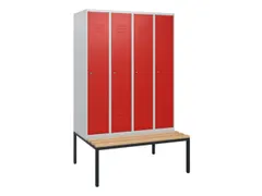 locker met bank,HxBxD 1950x1200x815mm,4vak,vak B 300mm,cil.-slot