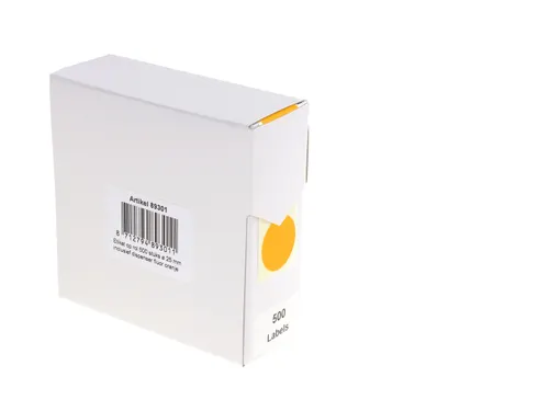 Etiketten Op Rol 25mm Fluor Oranje Met Dispenser 500 Stuks